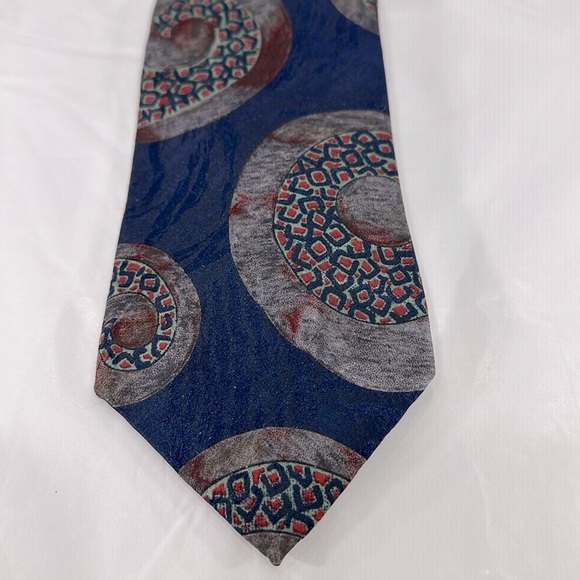 Bellini - “Reptile Swirl” Abstract Print on Dark Blue Silk Men's Necktie ⭐️ EUC - Picture 2 of 6